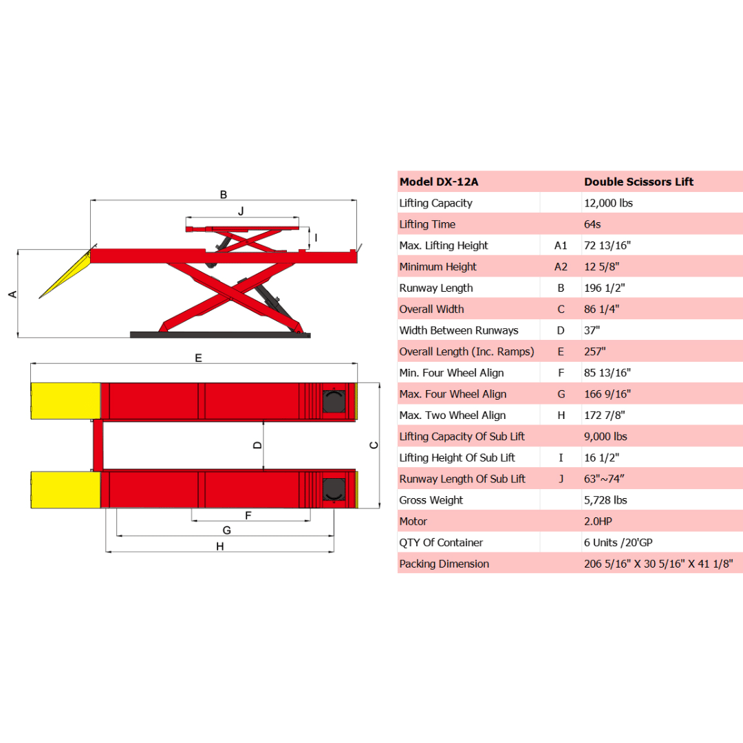 Amgo DX-12A 12,000 Lb Scissor Alignment Lift