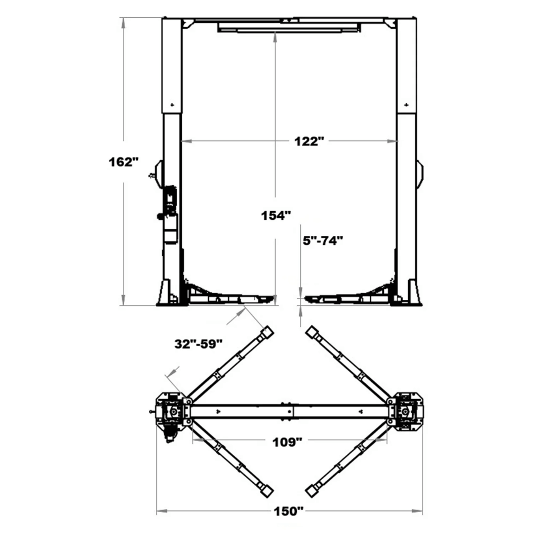 Triumph NTO-13A 13,000 lb 2 Post Auto Lift