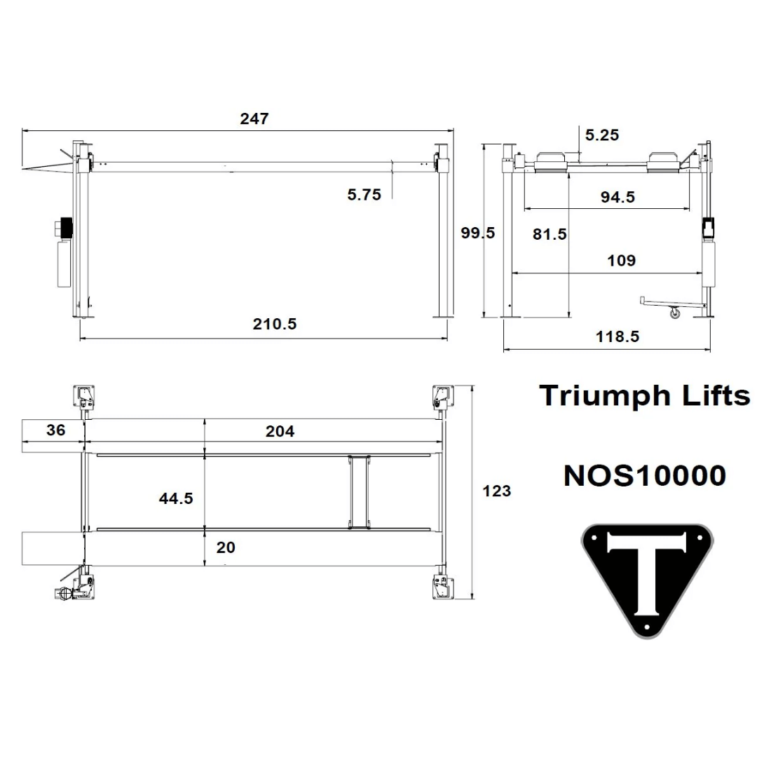 Triumph NOS-10 10,000 lb Service Storage 4 Post Automotive Lift