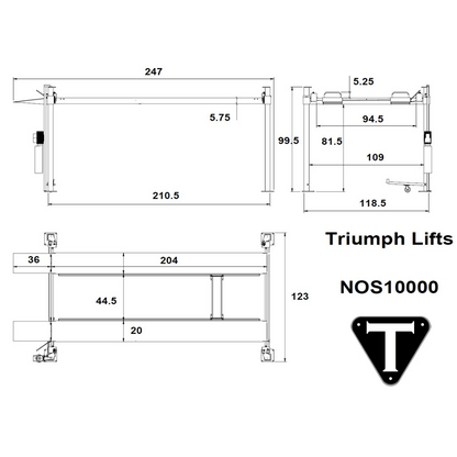 Triumph NOS-10 10,000 lb Service Storage 4 Post Automotive Lift