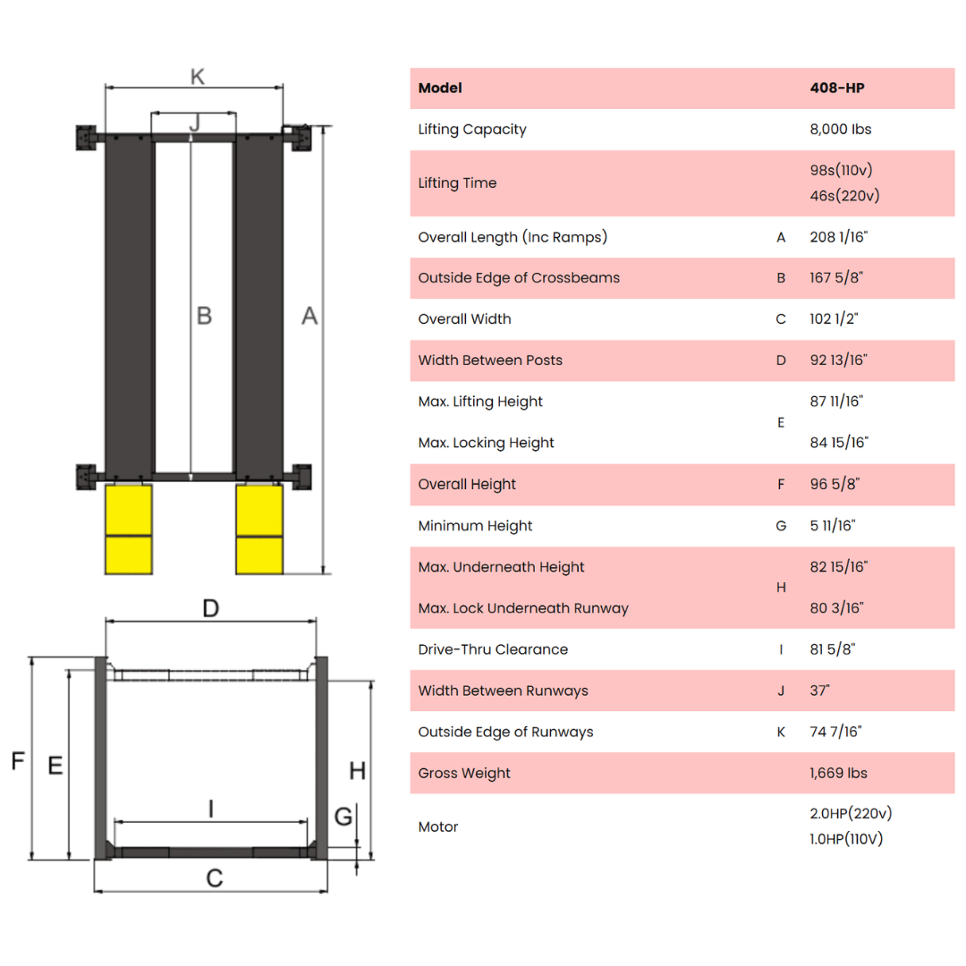 Amgo 408-HP 8,000 lb 4 Post Parking Lift