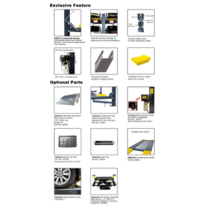 Amgo 408-P 8,000 lb 4 Post Parking Lift