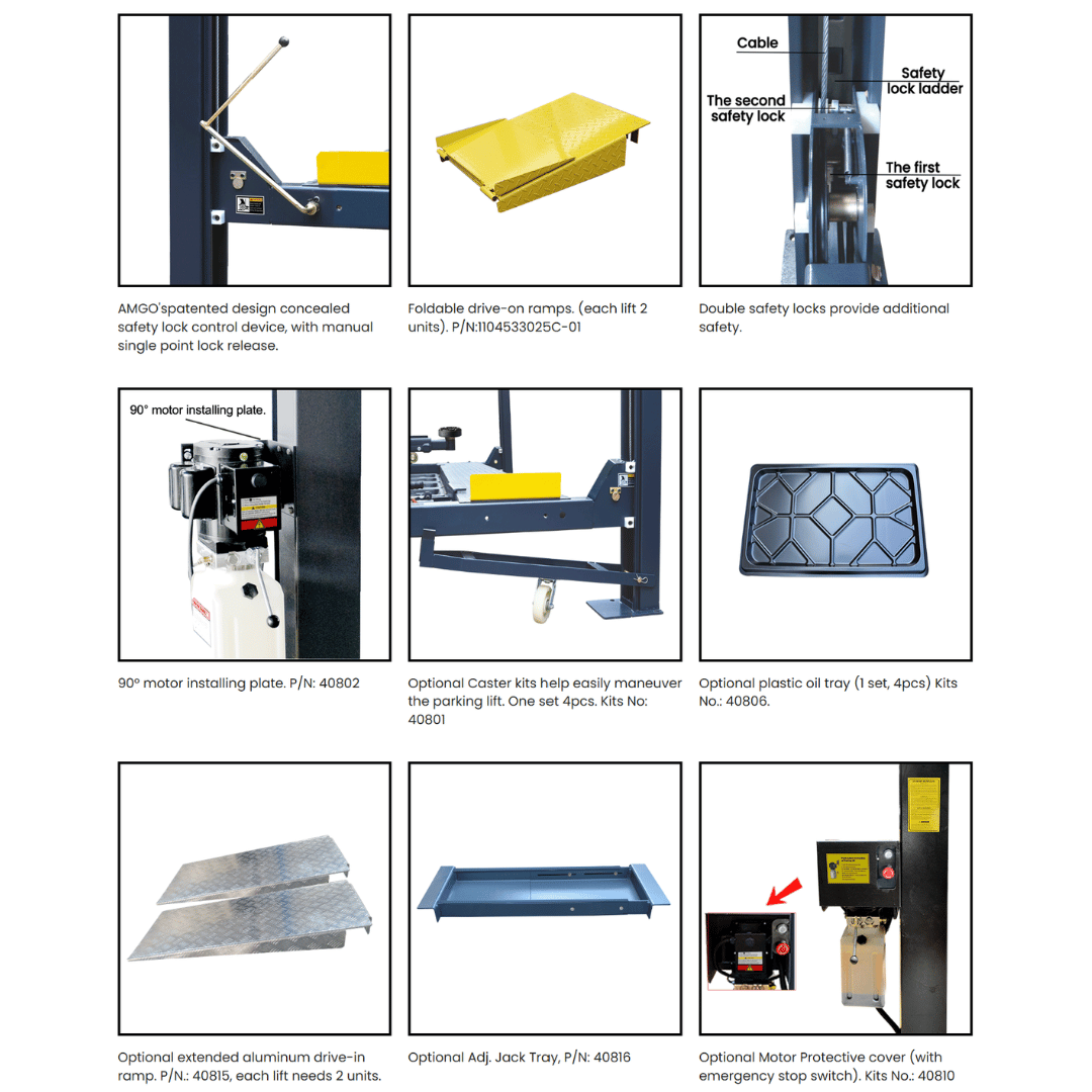 Amgo 408-P 8,000 lb 4 Post Parking Lift