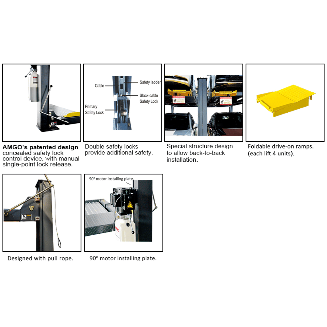 Amgo 409-DPX 9,000 lb Double Parking 4 Post Lift