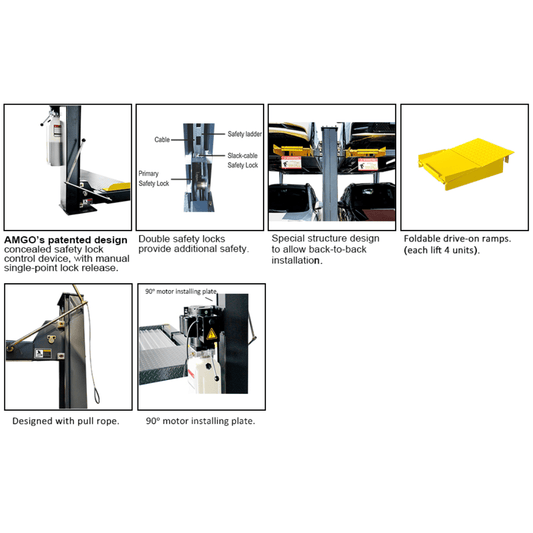 Amgo 409-DPX 9,000 lb Double Parking 4 Post Lift
