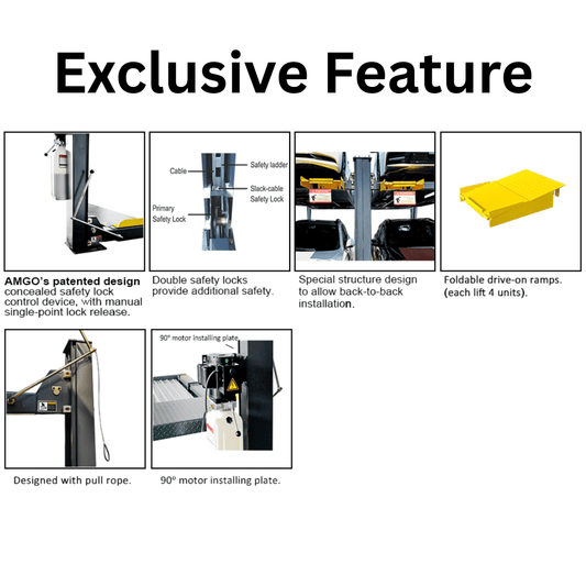 Amgo 409-DPX 9,000 lb Double Parking 4 Post Lift