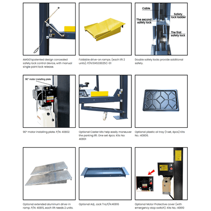 Amgo 409-DPX 9,000 lb Double Parking 4 Post Lift