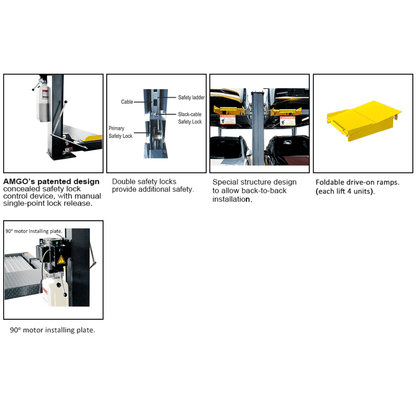 Amgo 409-DP 9,000 Lb Double Parking 4 Post Lift