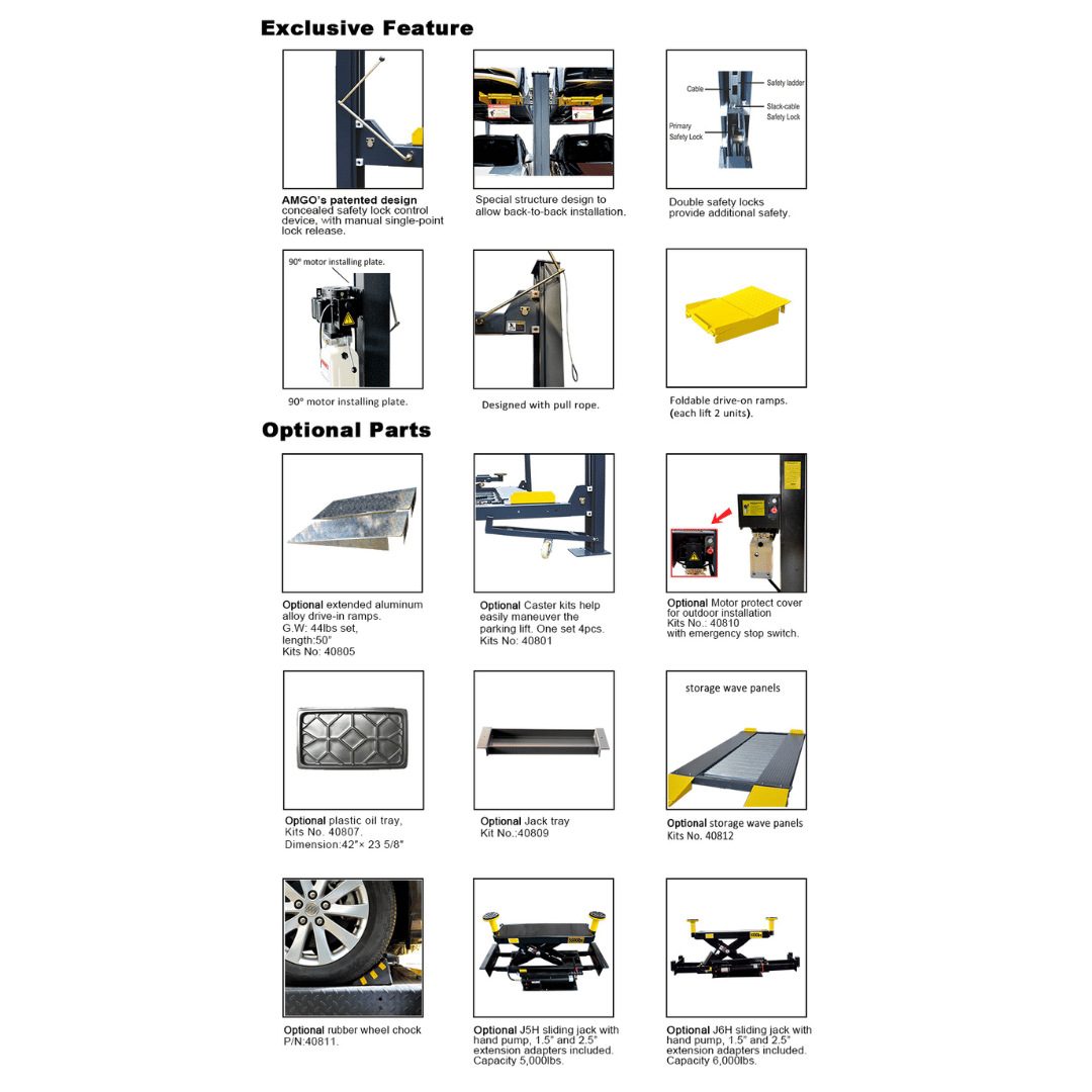 Amgo 409-HP 9,000 Lb 4 Post Parking Lift