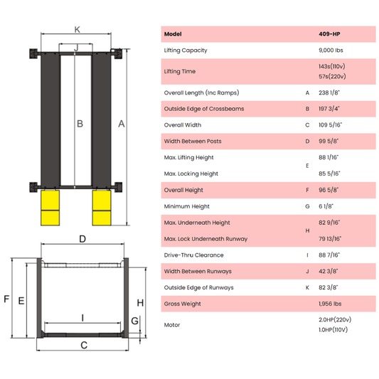 Amgo 409-HP 9,000 Lb 4 Post Parking Lift