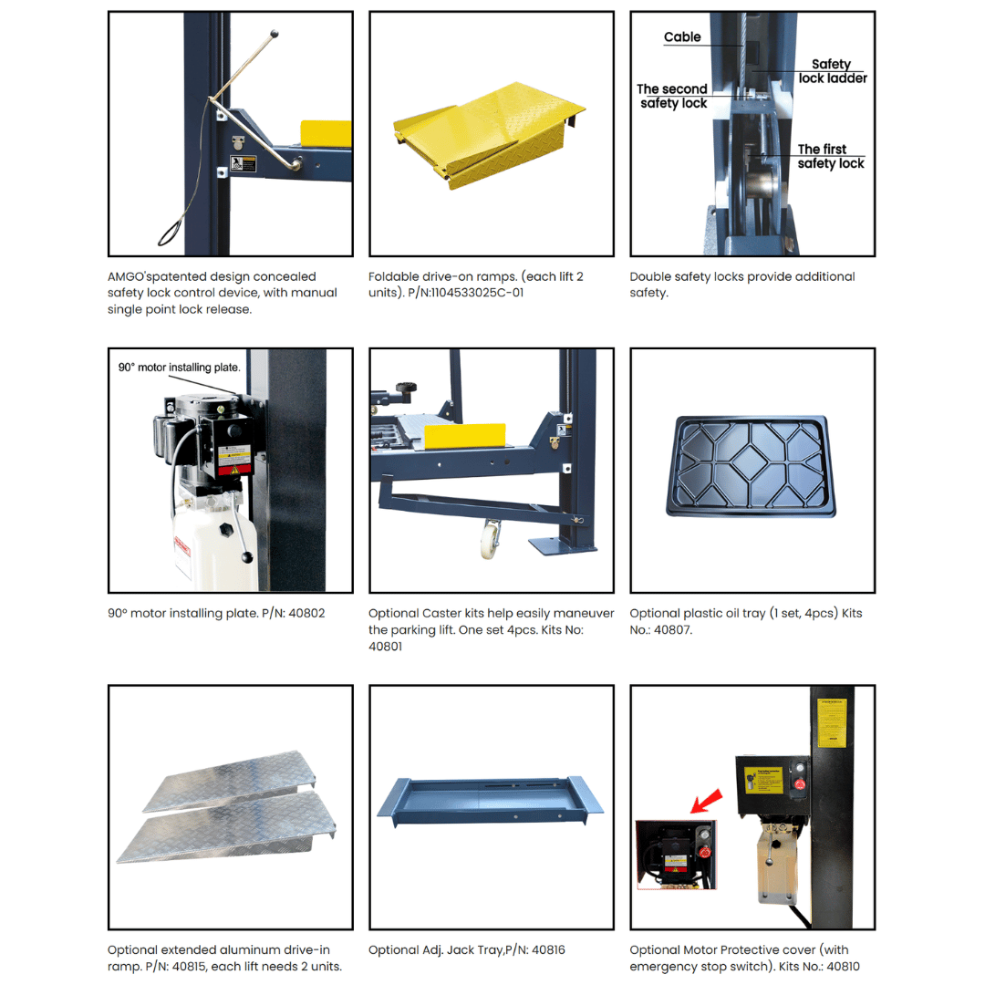 Amgo 409-HP 9,000 Lb 4 Post Parking Lift
