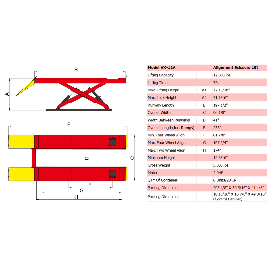 Amgo AX-12A 12,000 Lb Scissor Lift