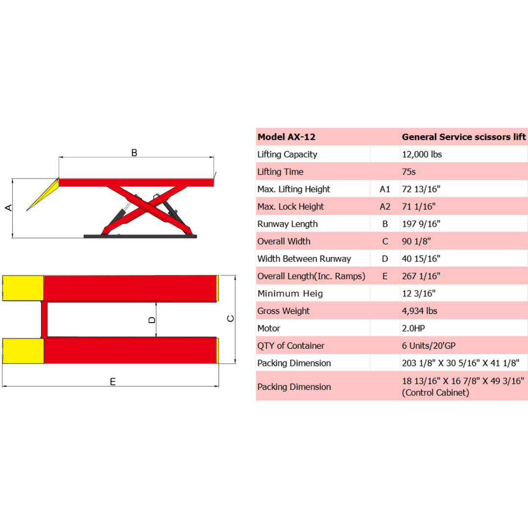 Amgo AX-12 12,000 Lb Scissor Lift