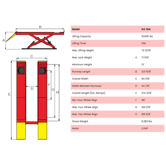 Amgo AX-16A 16,000 lb Alignment Scissor Lift