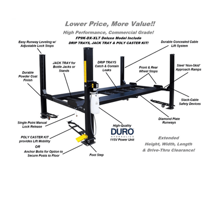 Gearforce GP9K-DX-XLT 9,000 LB Deluxe 4-Post Storage / Service Lift