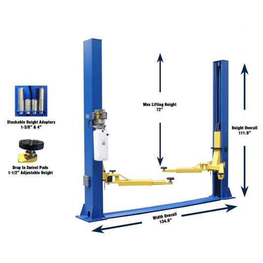 Gearforce GP9KFX 9,000 lb 2-Post Floor Plate Lift – Symmetric