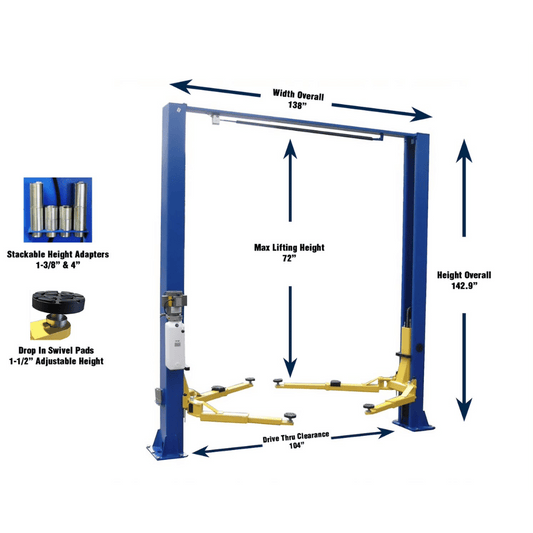 Gearforce GP9KSCX 9,000 lb 2-Post Lift – Symmetric Clear Floor