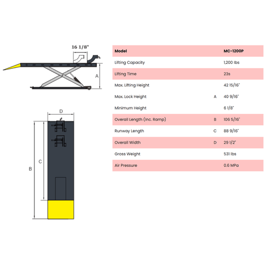 Amgo MC-1200P Motorcycle & Atv Lift