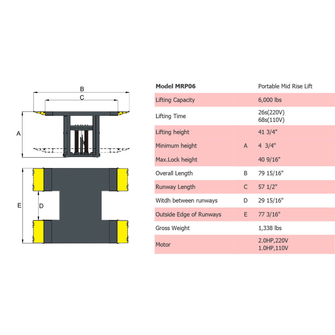 Amgo MRP06 Portable Mid Rise Lift