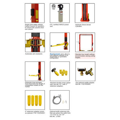 Amgo OHX-10H 10,000 lb 2 Post Lift