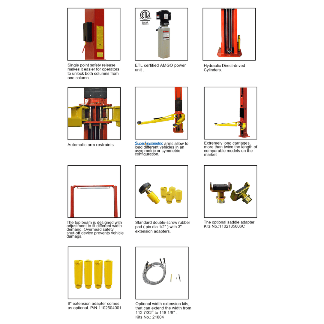 Amgo OHX-10 10,000 lb 2 Post Lift
