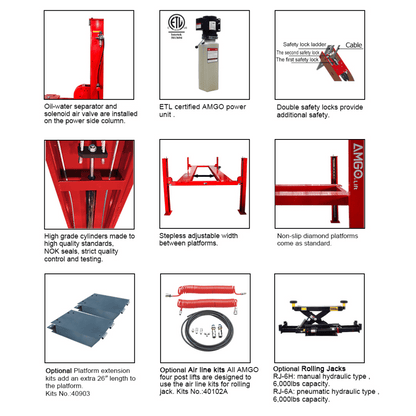 Amgo PRO-12 12,000 lb 4 Post Lift