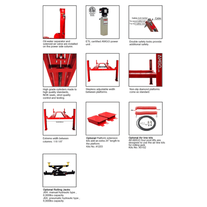 Amgo PRO-12ASX 12,000 lb 4 Post Alignment Lift