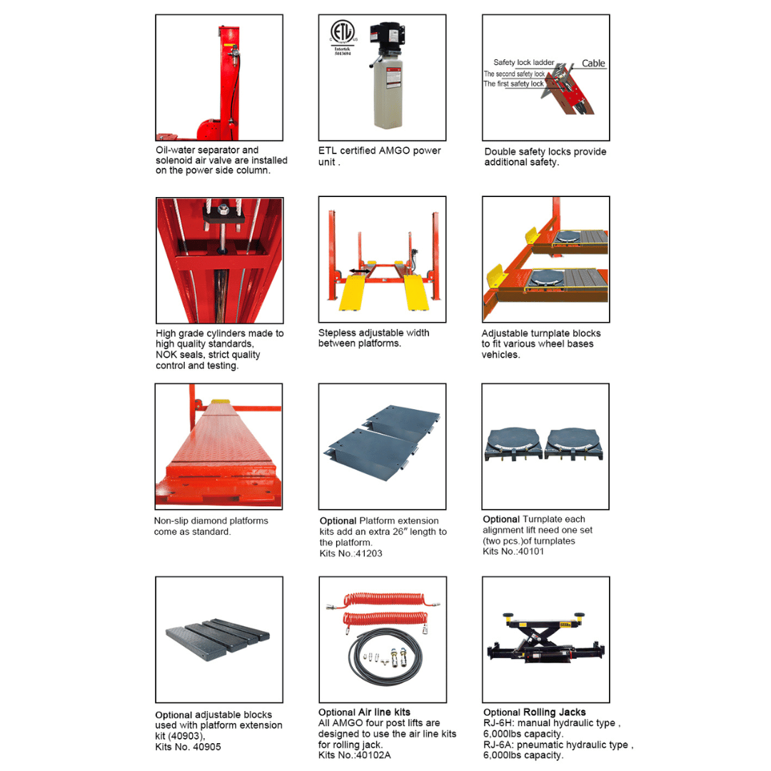 Amgo PRO-12ASX 12,000 lb 4 Post Alignment Lift