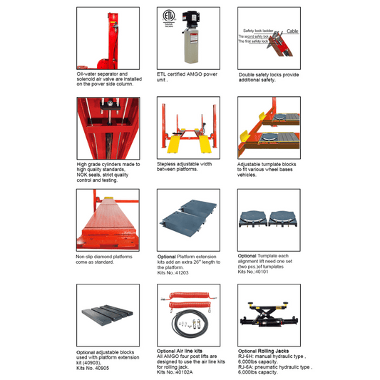 Amgo PRO-12ASX 12,000 lb 4 Post Alignment Lift
