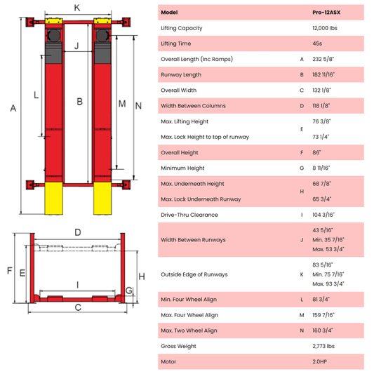 Amgo PRO-12ASX 12,000 lb 4 Post Alignment Lift