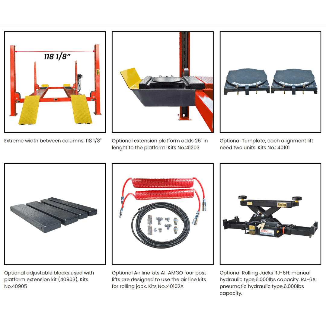 Amgo PRO-12ASX 12,000 lb 4 Post Alignment Lift
