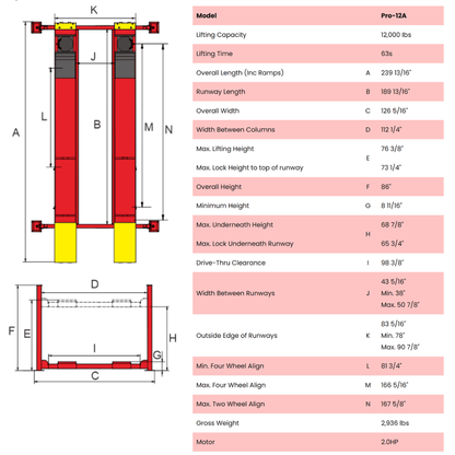 Amgo PRO-12A 12,000 lb 4 Post Lift
