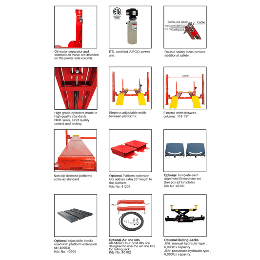 Amgo PRO-12SX 12,000 lb 4 Post Lift