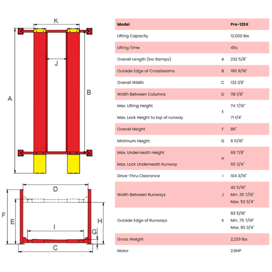 Amgo PRO-12SX 12,000 lb 4 Post Lift