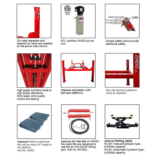 Amgo PRO-12 12,000 lb 4 Post Lift