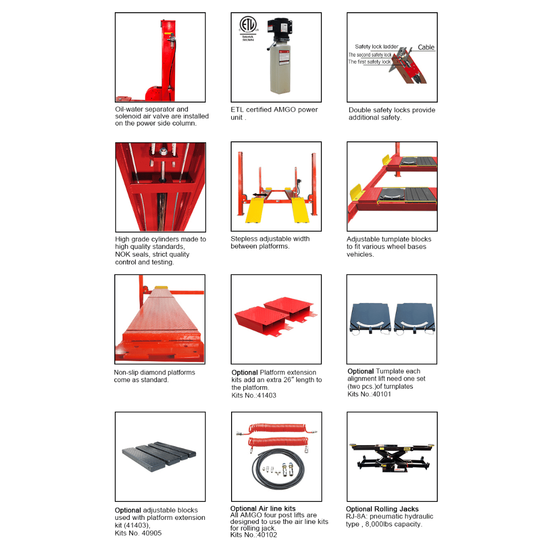 Amgo PRO-14A 14,000 lb 4 Post Alignment Lift