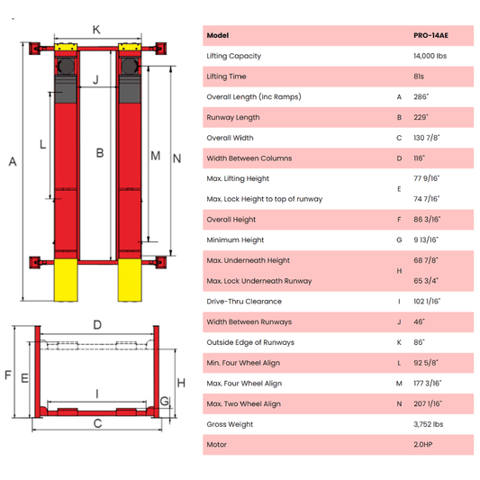Amgo PRO-14AE 14,000 lb 4 Post Alignment Lift