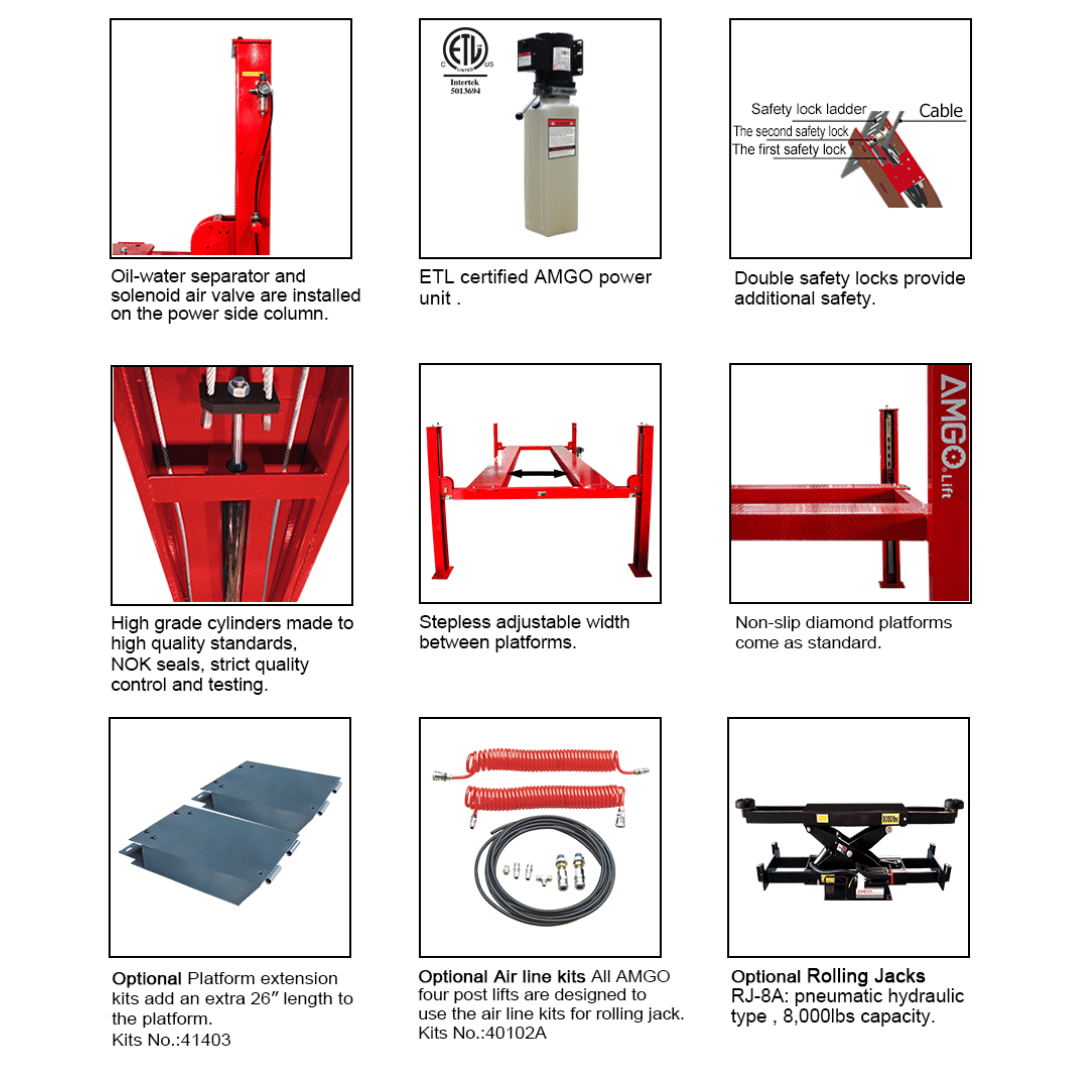 Amgo PRO-14E 14,000 lb 4 Post Lift