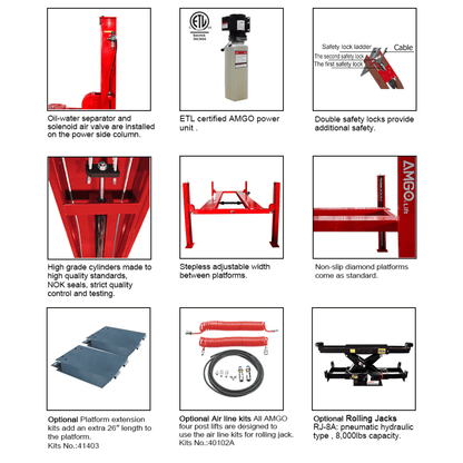 Amgo PRO-14E 14,000 lb 4 Post Lift