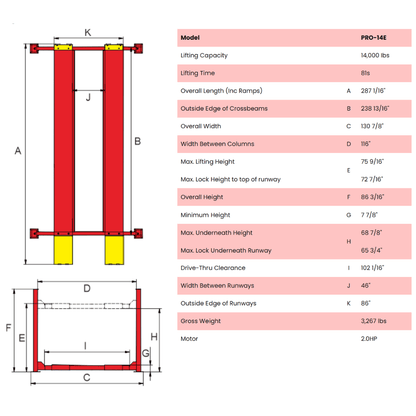 Amgo PRO-14E 14,000 lb 4 Post Lift
