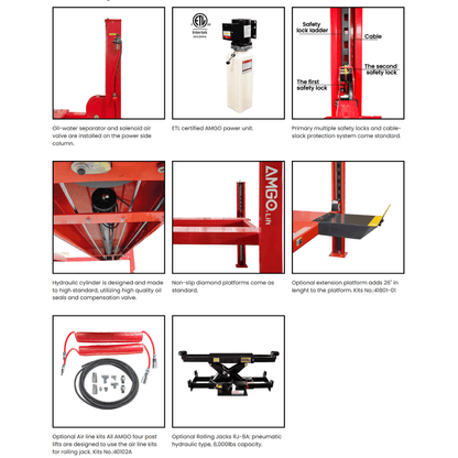 Amgo PRO-14E 14,000 lb 4 Post Lift