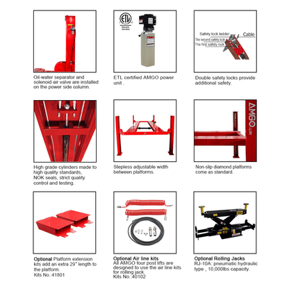 Amgo PRO-18 18,000 lb Heavy Duty 4 Post Lift