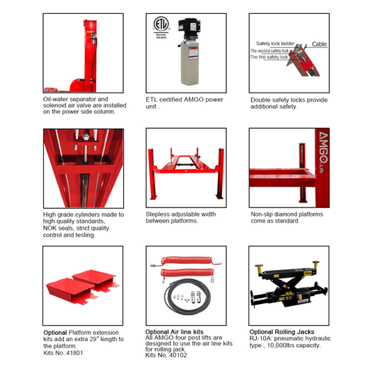 Amgo PRO-18 18,000 lb Heavy Duty 4 Post Lift