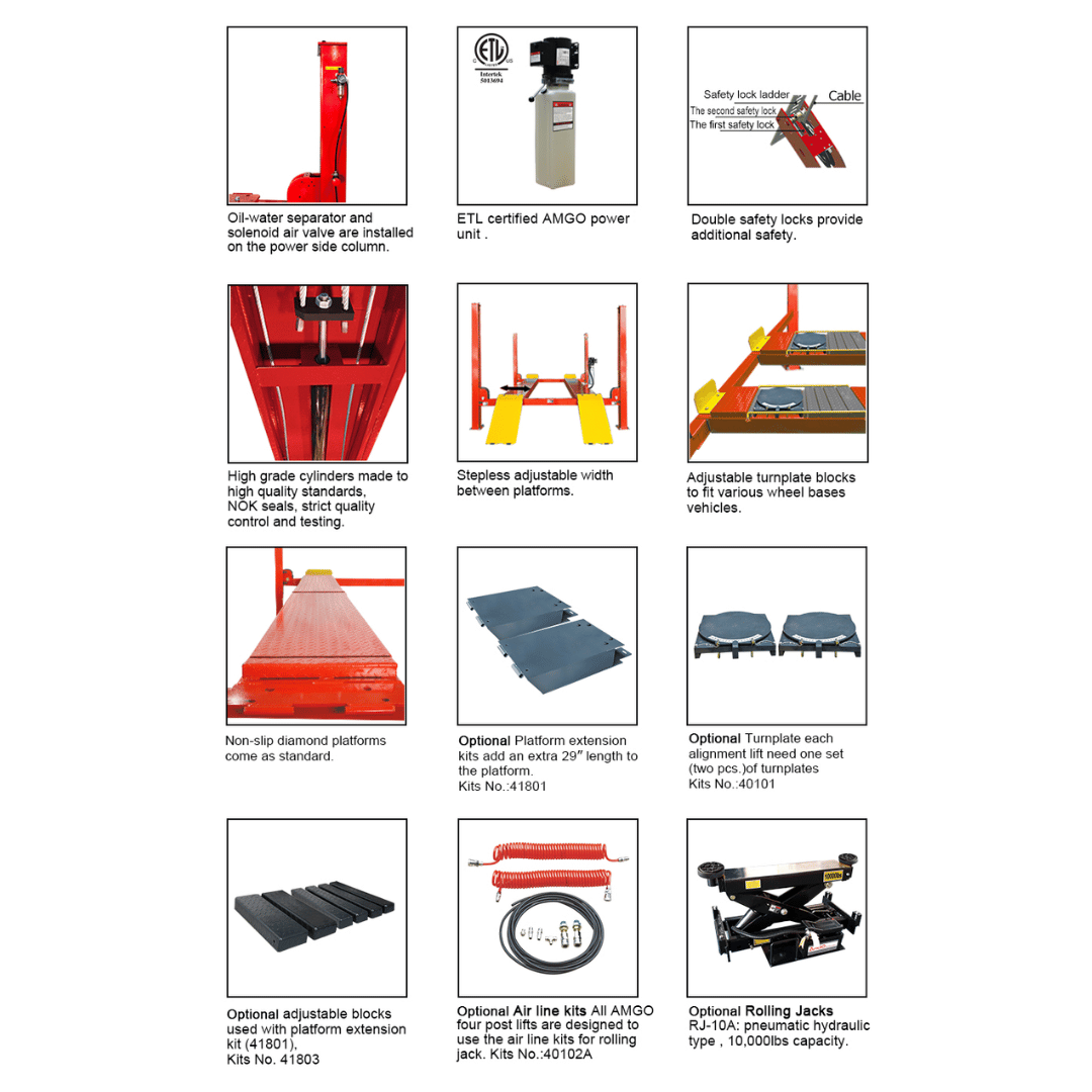 Amgo PRO-18A 18,000 lb 4 Post Alignment Lift