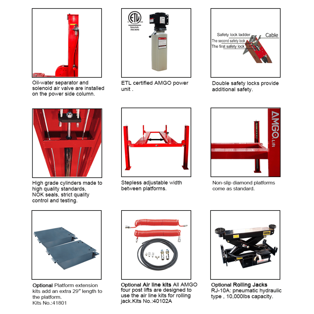 Amgo PRO-18 18,000 lb Heavy Duty 4 Post Lift