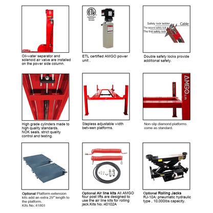 Amgo PRO-18 18,000 lb Heavy Duty 4 Post Lift