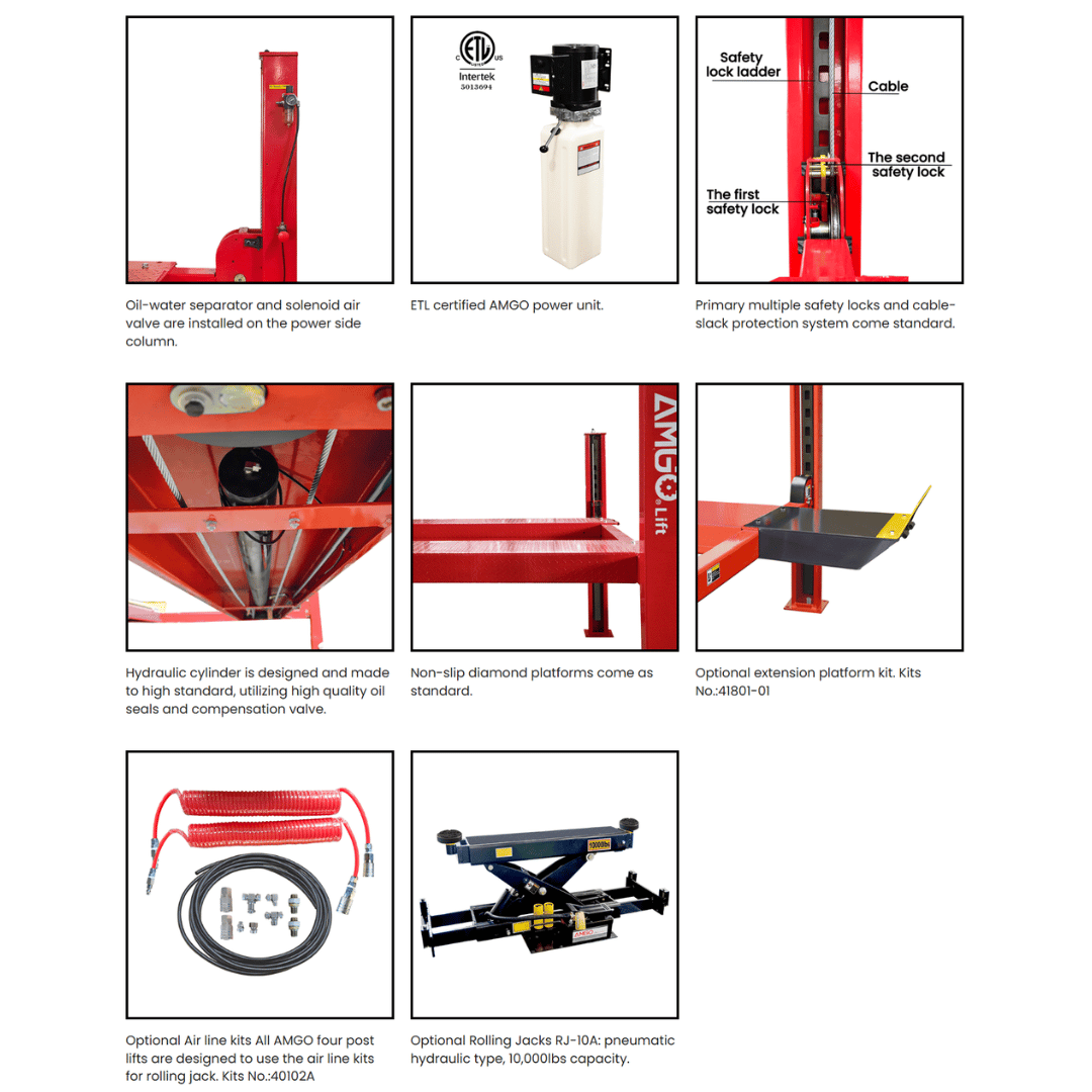 Amgo PRO-18 18,000 lb Heavy Duty 4 Post Lift
