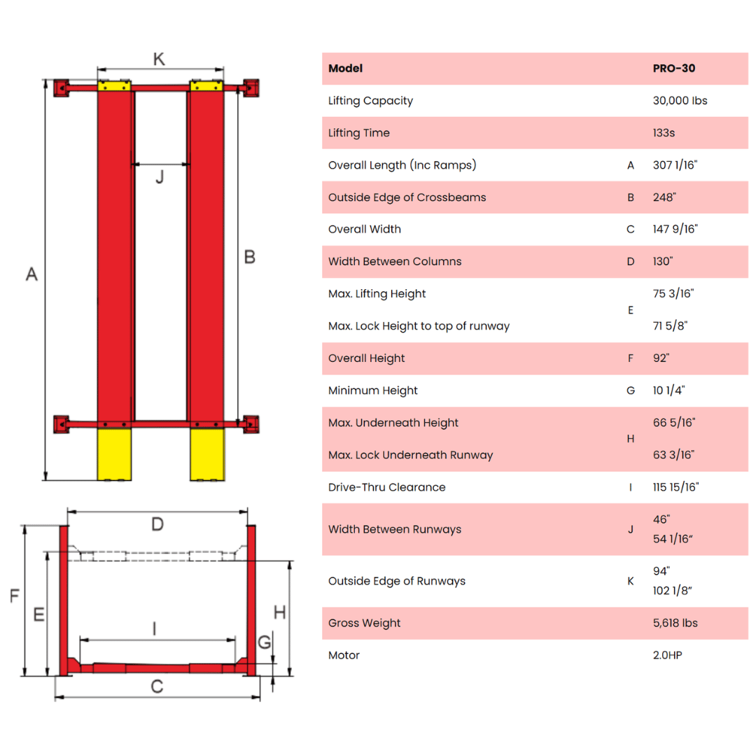 Amgo PRO-30 HD 30,000 lb 4 Post Lift