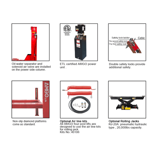 Amgo PRO-40E (Extra Length) 40,000 lb 4 Post Lift