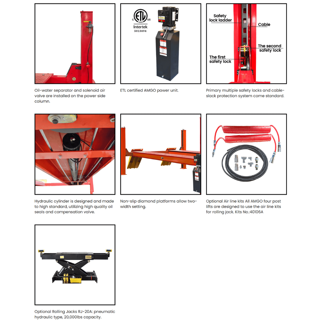 Amgo PRO-40E (Extra Length) 40,000 lb 4 Post Lift
